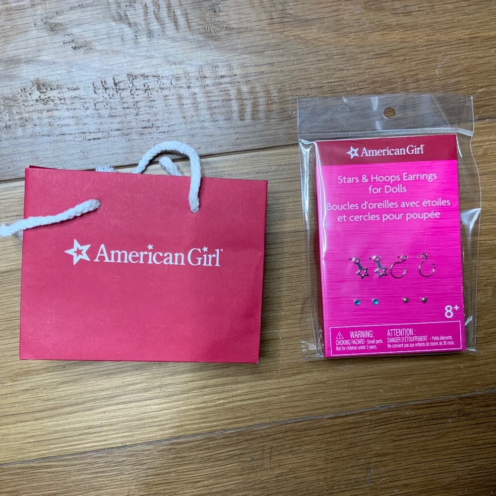 American Girl Stars & Hoops Earrings for Dolls and Mini Shopping Bag